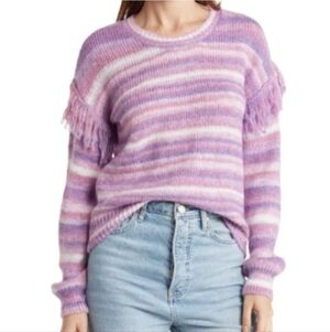 Olivia Sky Sweater with Fringe